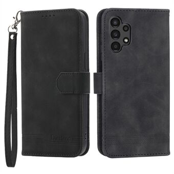 DIERFENG DF-03 Wallet Phone Case for Samsung Galaxy A13 4G / 5G, Stand PU Leather Lines Imprinted Phone Cover