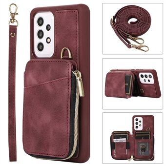 For Samsung Galaxy A13 4G / A13 5G / M13 5G / A04s 4G / A04 4G Zipper Phone Case PU Leather+TPU Kickstand Phone Cover