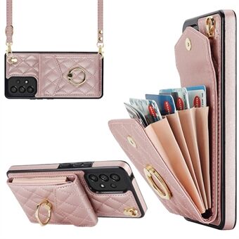 Cell Phone Back Case for Samsung Galaxy A13 4G / 5G PU Leather+TPU Ring Kickstand Multiple Card Slots RFID Blocking Cover