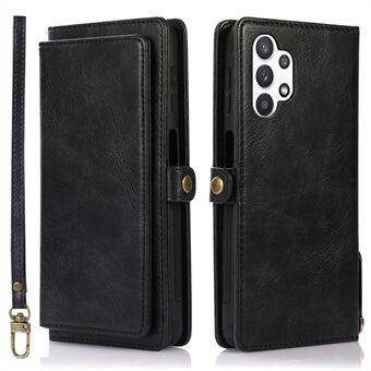 For Samsung Galaxy A13 5G / A13 4G Anti-Scratch Wallet Phone Cover Detachable 2-in-1 TPU+PU Leather Case with Strap