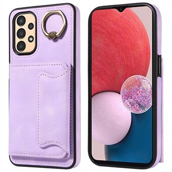 001 For Samsung Galaxy A13 4G / A13 5G / A04 4G / A04s 4G Card Holder Ring Kickstand Phone Case PU Leather Coated TPU Cover