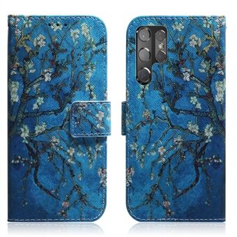 Shockproof Pattern Printing Stand Flip Magnetic Closure Protection PU Leather Wallet Case Cover for Samsung Galaxy S22 Ultra 5G