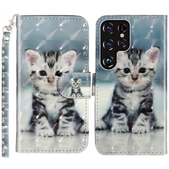 Impact Buffer Folio Flip Pattern Printing Leather Wallet Phone Case Cover with Stand for Samsung Galaxy S22 Ultra 5G