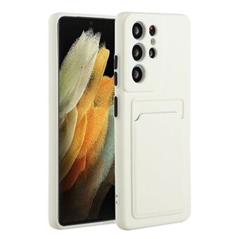 For Samsung Galaxy S22 Ultra 5G Soft TPU Anti-Scratch Camera Protection Cover with Card Holder