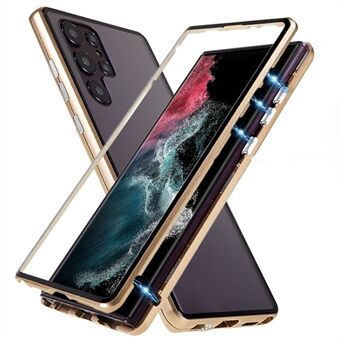 For Samsung Galaxy S22 Ultra 5G Full Protection Phone Case Double-Sided Tempered Glass + Magnetic Metal Frame Case with Lock