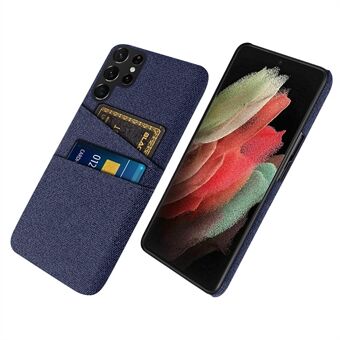 For Samsung Galaxy S22 Ultra 5G Dual Card Slots Stylish Cloth Texture Multifunction Cell Phone Case Cloth + PC Phone Protection Cover