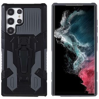 MechWarrior Project for Samsung Galaxy S22 Ultra 5G Hybrid Hard PC Soft TPU Airbag Anti-drop Cell Phone Case with Back Clip Kickstand