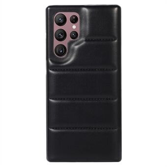 For Samsung Galaxy S22 Ultra 5G Down Soft Touch Jacket 3D Protective Cover PU Leather Coated PC Anti-Scratch Phone Case