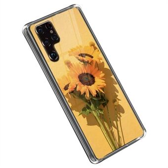 For Samsung Galaxy S22 Ultra 5G Phone Case Anti-Scratch Shockproof Case Sunflower Pattern Printing Soft TPU Protective Cover