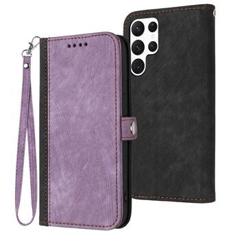 YX0020 For Samsung Galaxy S22 Ultra 5G Phone Case, Horizontal Stand Dual Magnetic Clasp PU Leather Flip Cover Shell with Strap