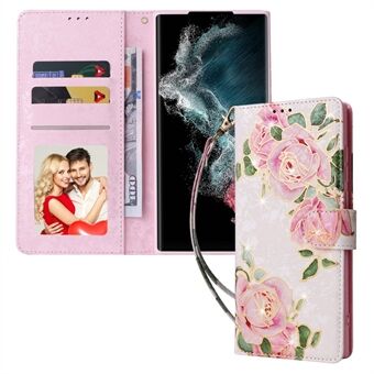 For Samsung Galaxy S22 Ultra 5G RFID Blocking Phone Wallet Case Lacquered PU Leather Shockproof Cover with Stand