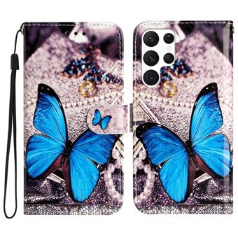 For Samsung Galaxy S22 Ultra 5G Pattern Printing Phone Case Stand PU Leather Wallet Cover