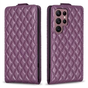 BF30 Imprinted Shell for Samsung Galaxy S22 Ultra 5G Vertical Flip Stand Case with Card Slots Leather Phone Cover