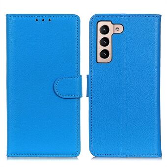 Litchi Texture PU Leather Wallet Case Folio Flip Protective Cover with Horizontal Viewing Stand for Samsung Galaxy S22 5G