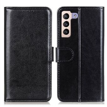 Crazy Horse Texture Magnetic Clasp Anti-Drop PU Leather Wallet Stand Case Folio Flip Protective Cover for Samsung Galaxy S22 5G