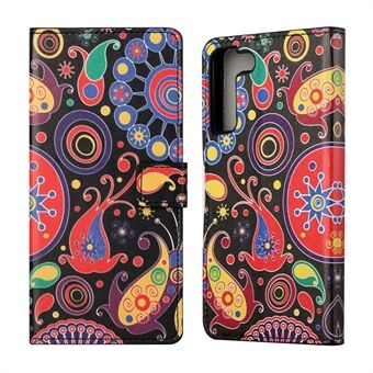 Magnetic Clasp Pattern Printing PU Leather Wallet Stand Phone Case Cover for Samsung Galaxy S22 5G