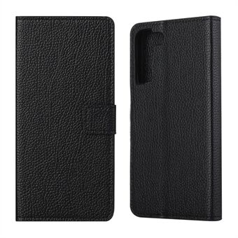 Litchi Skin Stand Leather Wallet Case Full Coverage Magnetic Clasp Cell Phone Protector Shell for Samsung Galaxy S22 5G