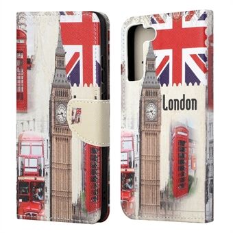 Cross Texture Pattern Printing PU Leather Wallet Stand Flip Shockproof Cover for Samsung Galaxy S22 5G