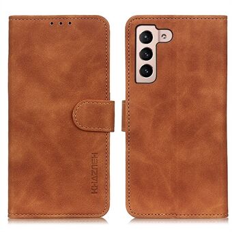 KHAZNEH Retro Texture Full Protection Leather Stand Wallet Cover Phone Case for Samsung Galaxy S22 5G