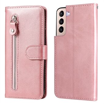 PU Leather Phone Case Zipper Pocket Design Folio Flip Stand Wallet Case for Samsung Galaxy S22 5G