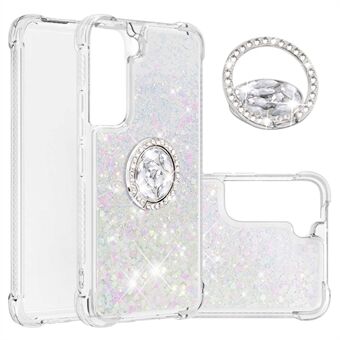 Quicksand Glitter Shiny Rhinestone Ring Kickstand TPU Back Phone Case for Samsung Galaxy S22 5G