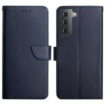 Nappa Texture Case Wallet Anti-drop Genuine Leather Protective Phone Cover Case with Stand for Samsung Galaxy S22 5G