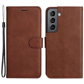 KT Leather Series-2 Solid Color Shockproof PU Leather Case Phone Protective Cover with Wallet Stand for Samsung Galaxy S22 5G