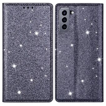 Ultra-thin Glitter Sequin PU Leather Magnetic Auto-absorbed Phone Case Stand Cover with Card Slot for Samsung Galaxy S22 5G