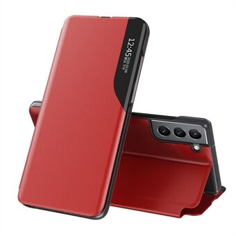 Smart View Window Stand Design PU Leather Well-protected Drop-proof Folio Flip Case Cover for Samsung Galaxy S22 5G