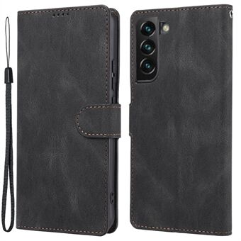 Classic Style Wallet Stand Full Protection Leather Phone Cover Case with Strap for Samsung Galaxy S22 5G