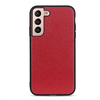 Genuine Leather Coated TPU + PC Anti-scratch Litchi Texture Phone Cover Case for Samsung Galaxy S22 5G