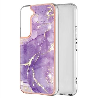 For Samsung Galaxy S22 5G Bumper-proof Anti-fingerprint IML IMD Marble Pattern Electroplating Frame TPU Phone Case