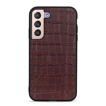 Crocodile Texture Genuine Leather Coating Phone Case PC + TPU Protective Cover for Samsung Galaxy S22 5G