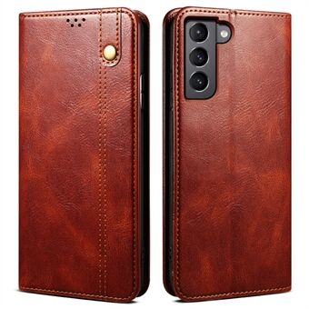 For Samsung Galaxy S22 5G Crazy Horse Texture Waxy PU Leather Magnetic Absorption Wallet Stand Anti-drop Phone Case Cover Shell