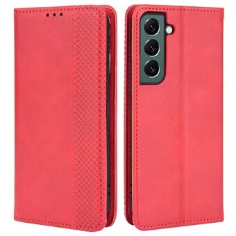 For Samsung Galaxy S22 5G Vintage PU Leather Flip Case Magnetic Auto Closing  Stand Wallet Imprinted Mosaic Stylish Cover