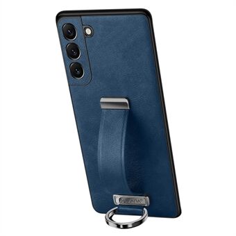 SULADA Fashion Series for Samsung Galaxy S22 5G Crazy Horse Texture Hand Strap Kickstand Electroplating Phone Case PU Leather Coated PC Cover