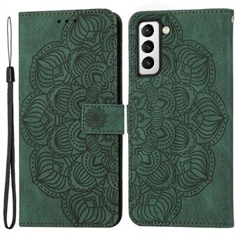 For Samsung Galaxy S22 5G Stand Wallet Phone Case PU Leather Imprinting Mandala Flower Protective Cover