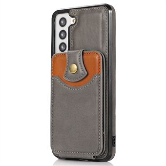 For Samsung Galaxy S22 5G Kickstand PU Leather Coated TPU Case Vertical Flip Card Pocket Phone Cover