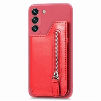 Wallet Phone Case for Samsung Galaxy S22 5G Anti-Fall Silicone Phone Case PU Leather Protective Cover with Zippered Pouch