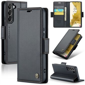 CASEME 023 Series For Samsung Galaxy S22 5G PU Leather Flip Cover RFID Blocking Stand Wallet Phone Case