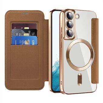 Card Holder Phone Case for Samsung Galaxy S22 5G Compatible with MagSafe Leather+TPU RFID Blocking Phone Cover