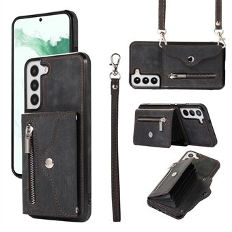 For Samsung Galaxy S22 5G Phone Case Kickstand RFID Blocking Card Bag PU Leather+TPU Cover