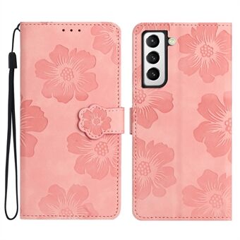 For Samsung Galaxy S22 5G Shockproof PU Leather Phone Case Stand Wallet Flowers Imprinted Phone Case