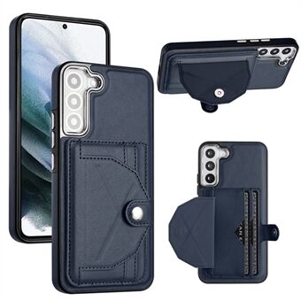 YB Leather Coating Series-4 for Samsung Galaxy S22 5G Phone Case Kickstand Card Holder Leather Coated TPU Cover