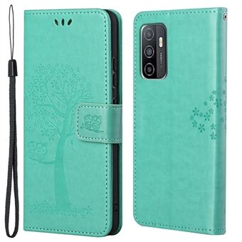 Owl Tree Imprinted Design PU Leather Flip Folio Case Wallet Stand Protective Cover with Strap for Samsung Galaxy A33 5G