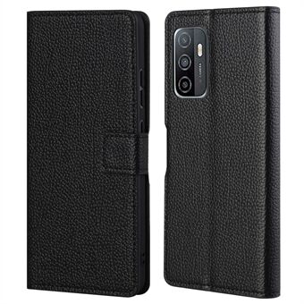 Litchi Texture PU Leather Wallet Stand Magnetic Clasp Protective Phone Case Shell for Samsung Galaxy A33 5G - Black