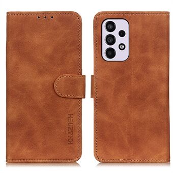 KHAZNEH Full Protection Vintage PU Leather Phone Cover Drop-proof Dual-sided Magnetic Clasp Wallet Case with Stand for Samsung Galaxy A33 5G