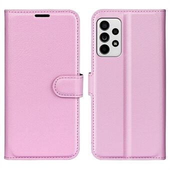 For Samsung Galaxy A33 5G Litchi Texture PU Leather Flip Stand Case Wallet Style Magnetic Clasp Protective Phone Cover