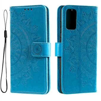 For Samsung Galaxy A33 5G Imprinted Mandala Flower PU Leather Phone Case Wallet Stand Design Flip Cover with Strap