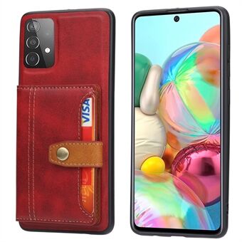 For Samsung Galaxy A33 5G Card Slots Kickstand PU Leather Coated TPU Protective Back Cover